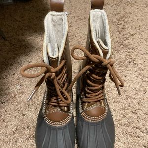 Brown lace up womens boots
